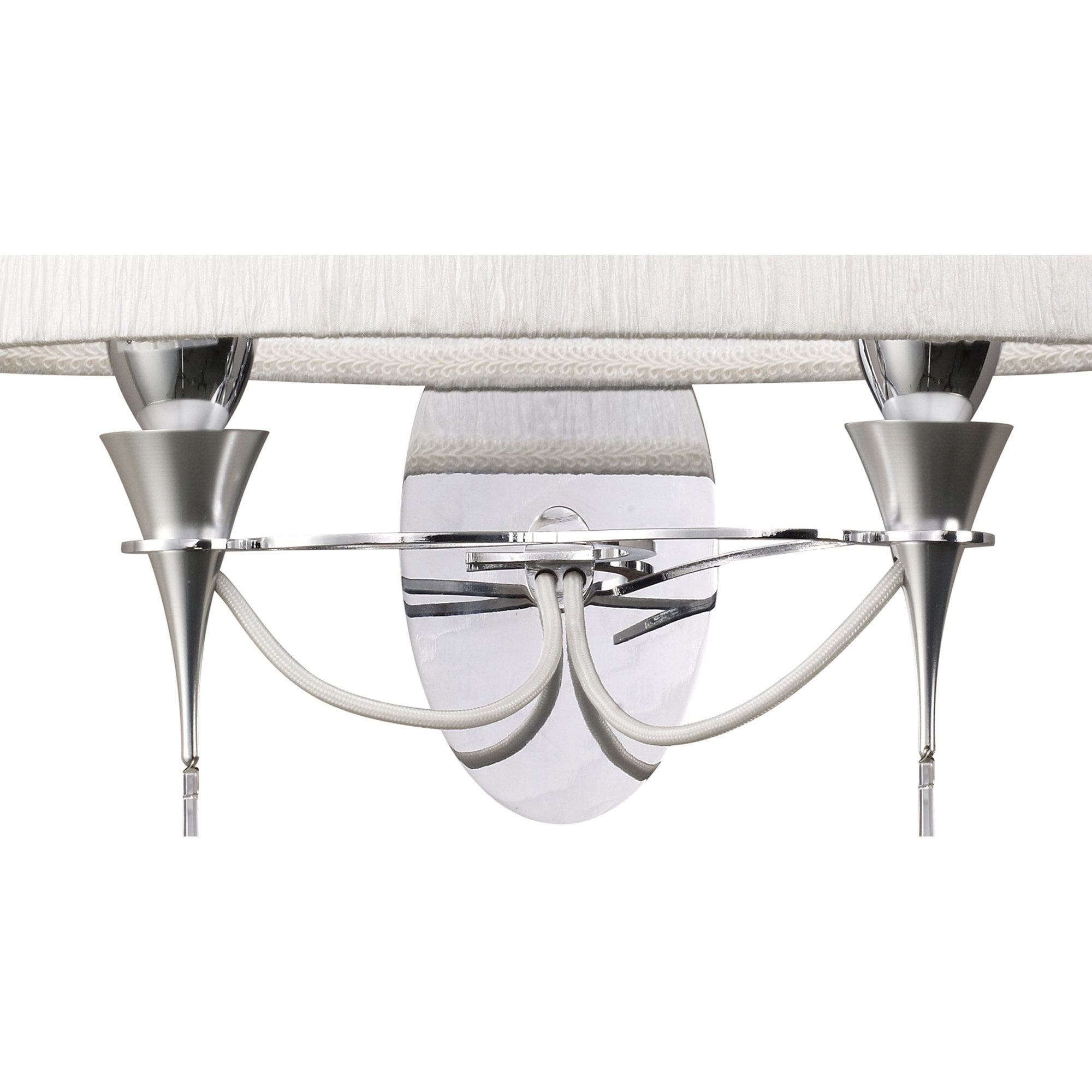 M1340/S Lucca Wall Lamp Switched 2 Light E27 Polished Chrome White Shade & Clear Crystal