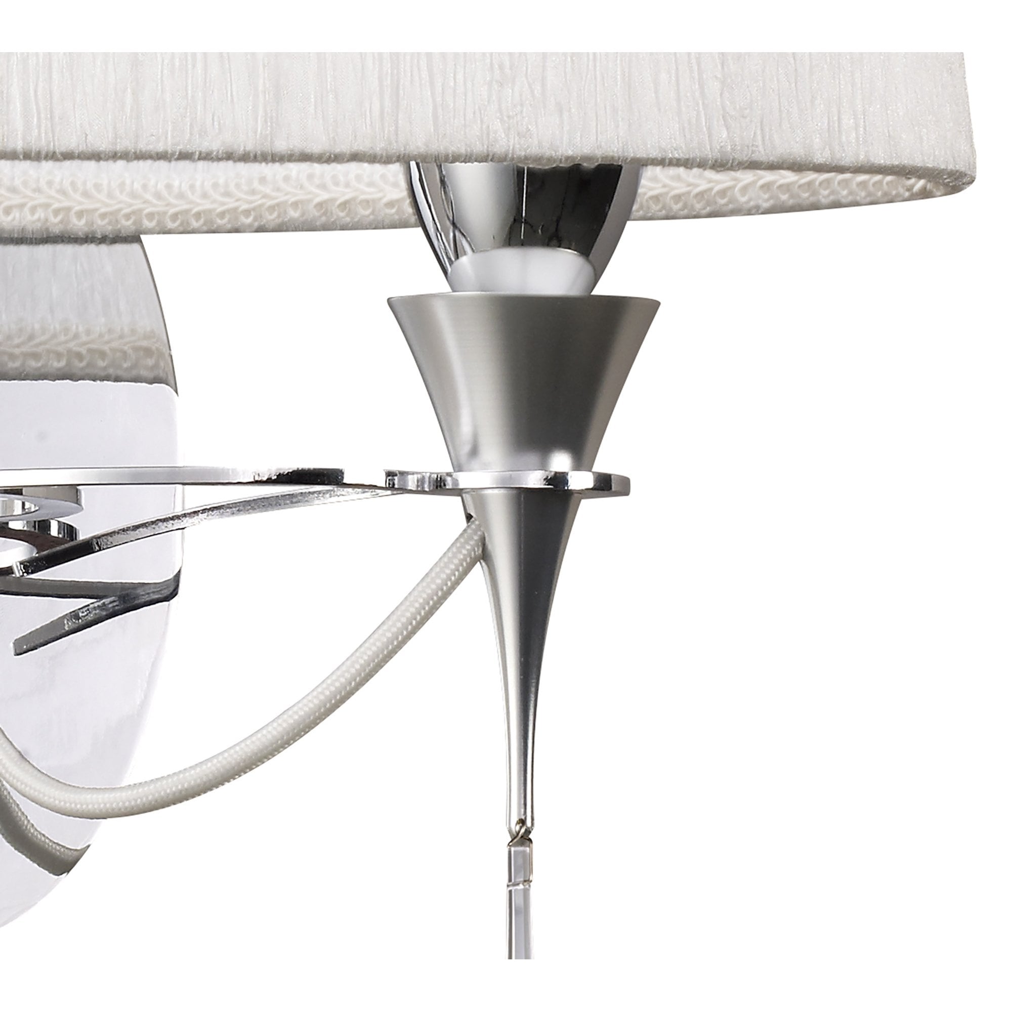 M1340/S Lucca Wall Lamp Switched 2 Light E27 Polished Chrome White Shade & Clear Crystal