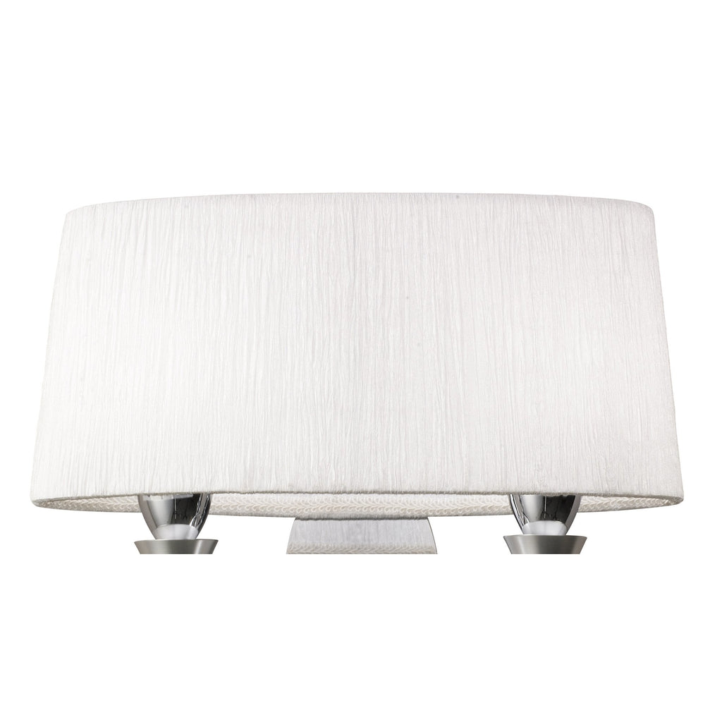 M1340/S Lucca Wall Lamp Switched 2 Light E27 Polished Chrome White Shade & Clear Crystal