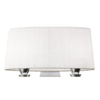 M1340/S Lucca Wall Lamp Switched 2 Light E27 Polished Chrome White Shade & Clear Crystal