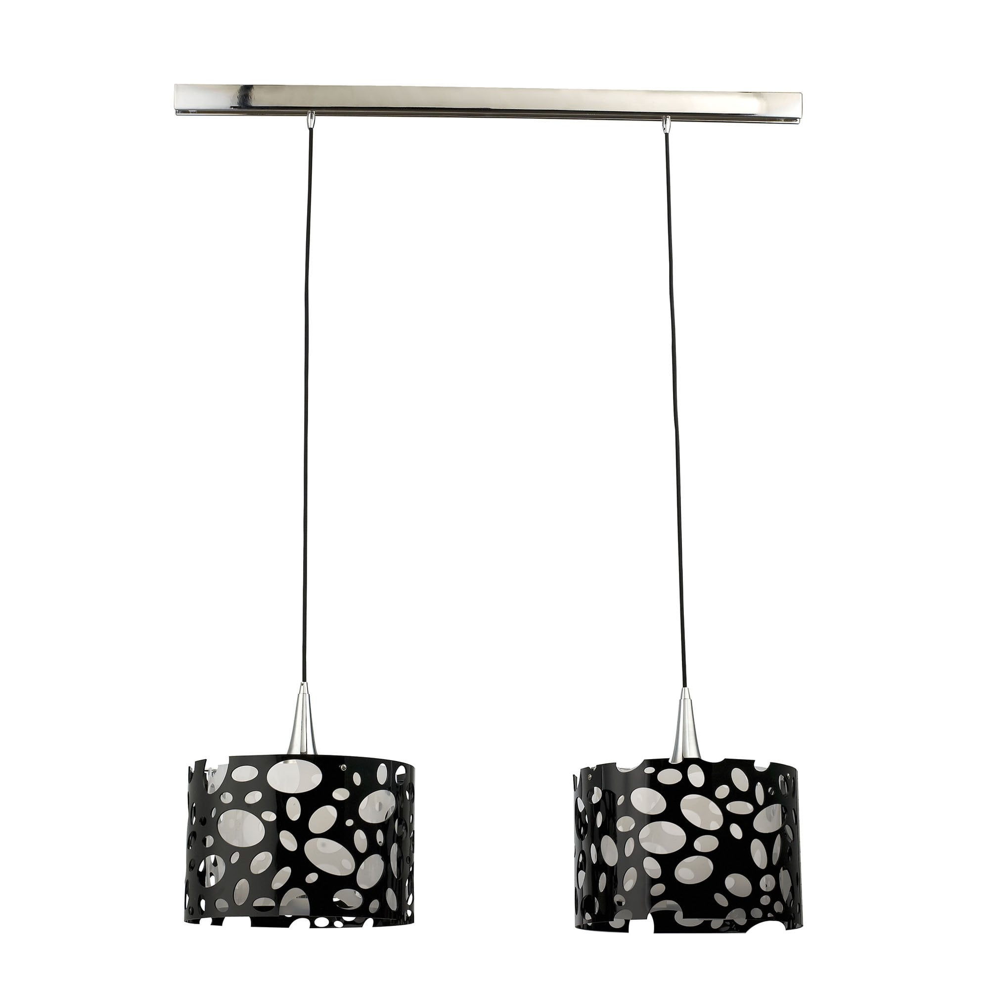 M1350 Lupin Linear Pendant 2 Light E27 Line Gloss Black/White Acrylic/Polished Chrome
