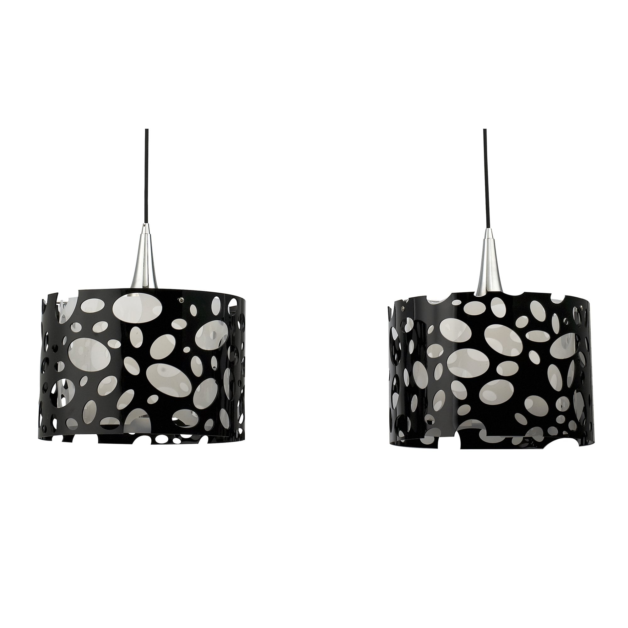 M1350 Lupin Linear Pendant 2 Light E27 Line Gloss Black/White Acrylic/Polished Chrome