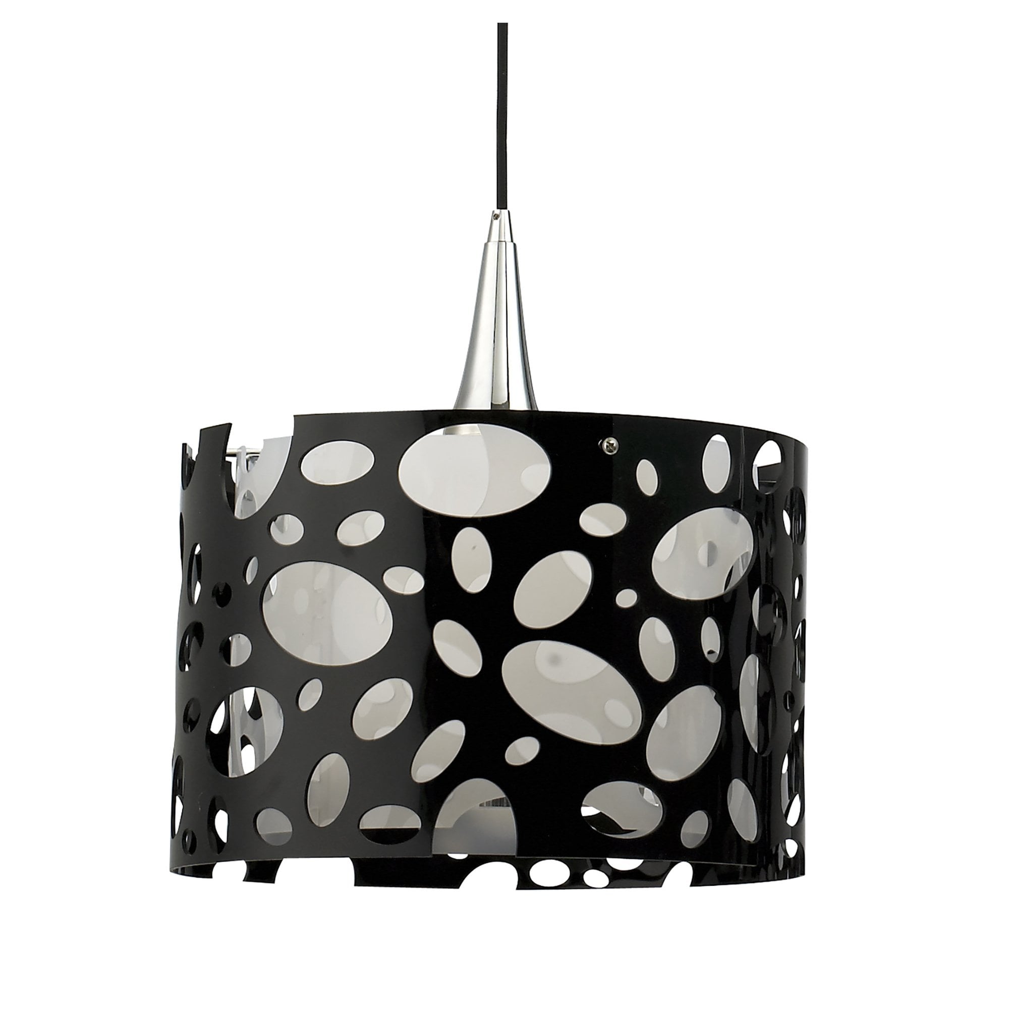 M1350 Lupin Linear Pendant 2 Light E27 Line Gloss Black/White Acrylic/Polished Chrome