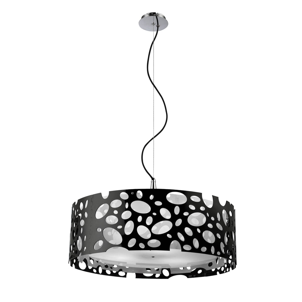 M1352 Lupin Pendant 4 Light E27 Gloss Black/White Acrylic/Polished Chrome