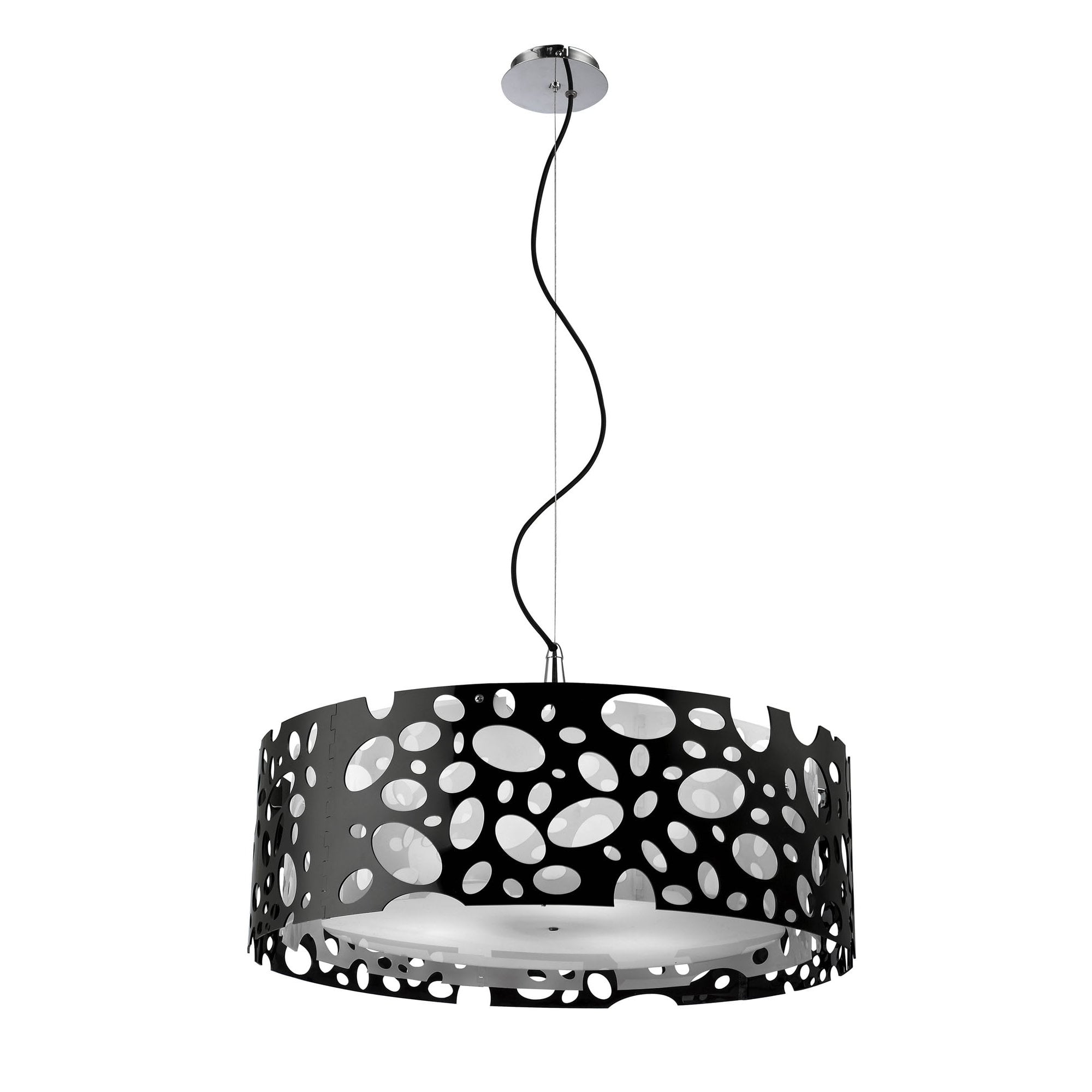 M1352 Lupin Pendant 4 Light E27 Gloss Black/White Acrylic/Polished Chrome
