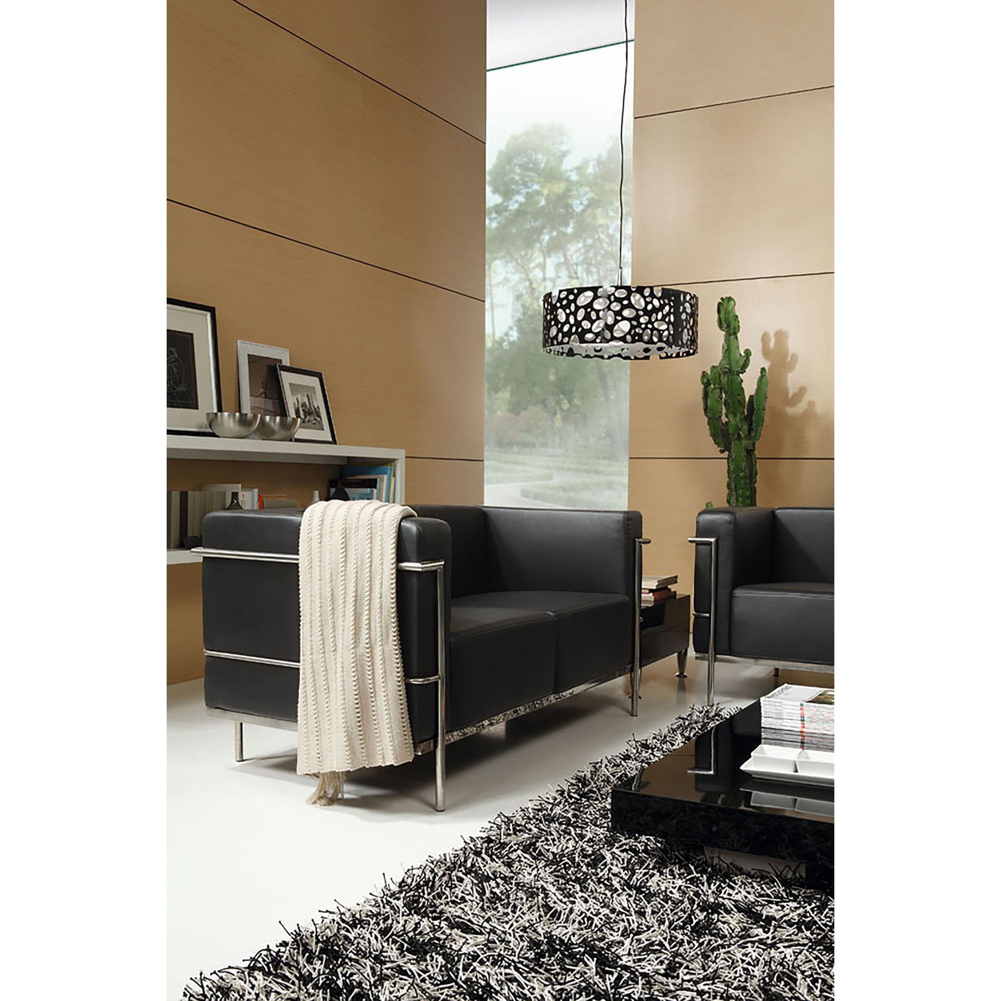 M1352 Lupin Pendant 4 Light E27 Gloss Black/White Acrylic/Polished Chrome