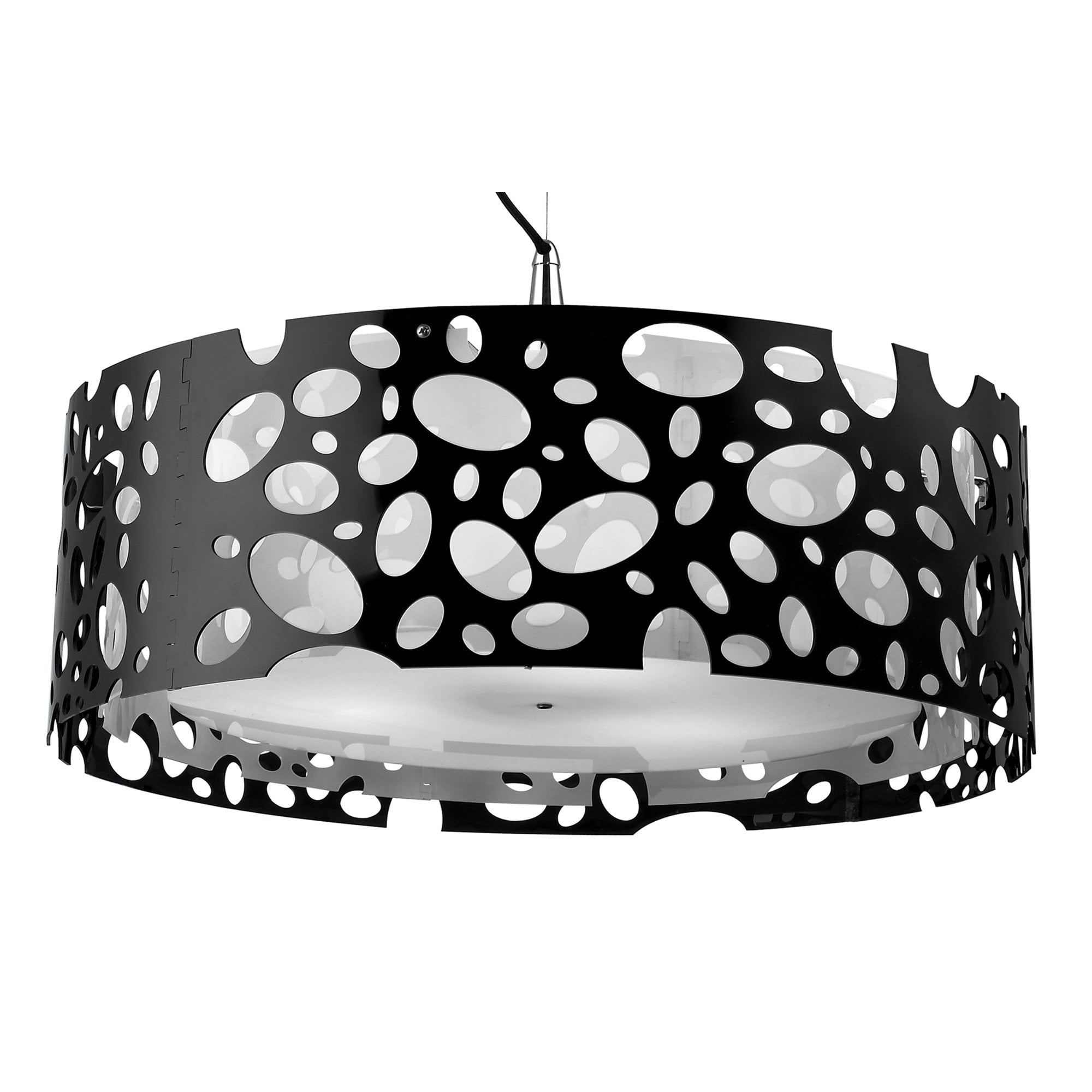 M1352 Lupin Pendant 4 Light E27 Gloss Black/White Acrylic/Polished Chrome