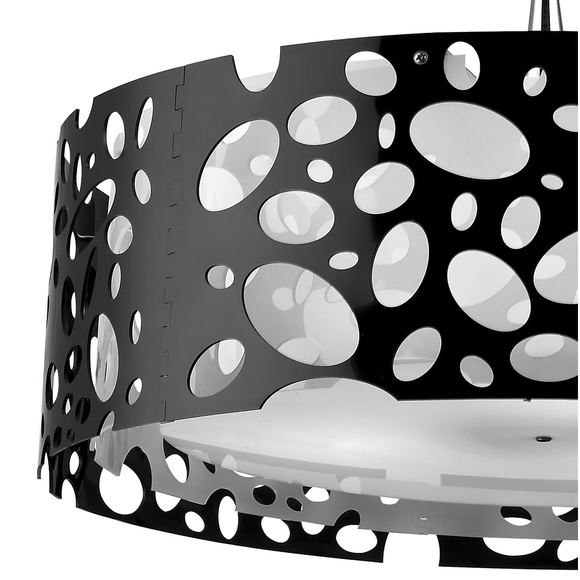 M1352 Lupin Pendant 4 Light E27 Gloss Black/White Acrylic/Polished Chrome