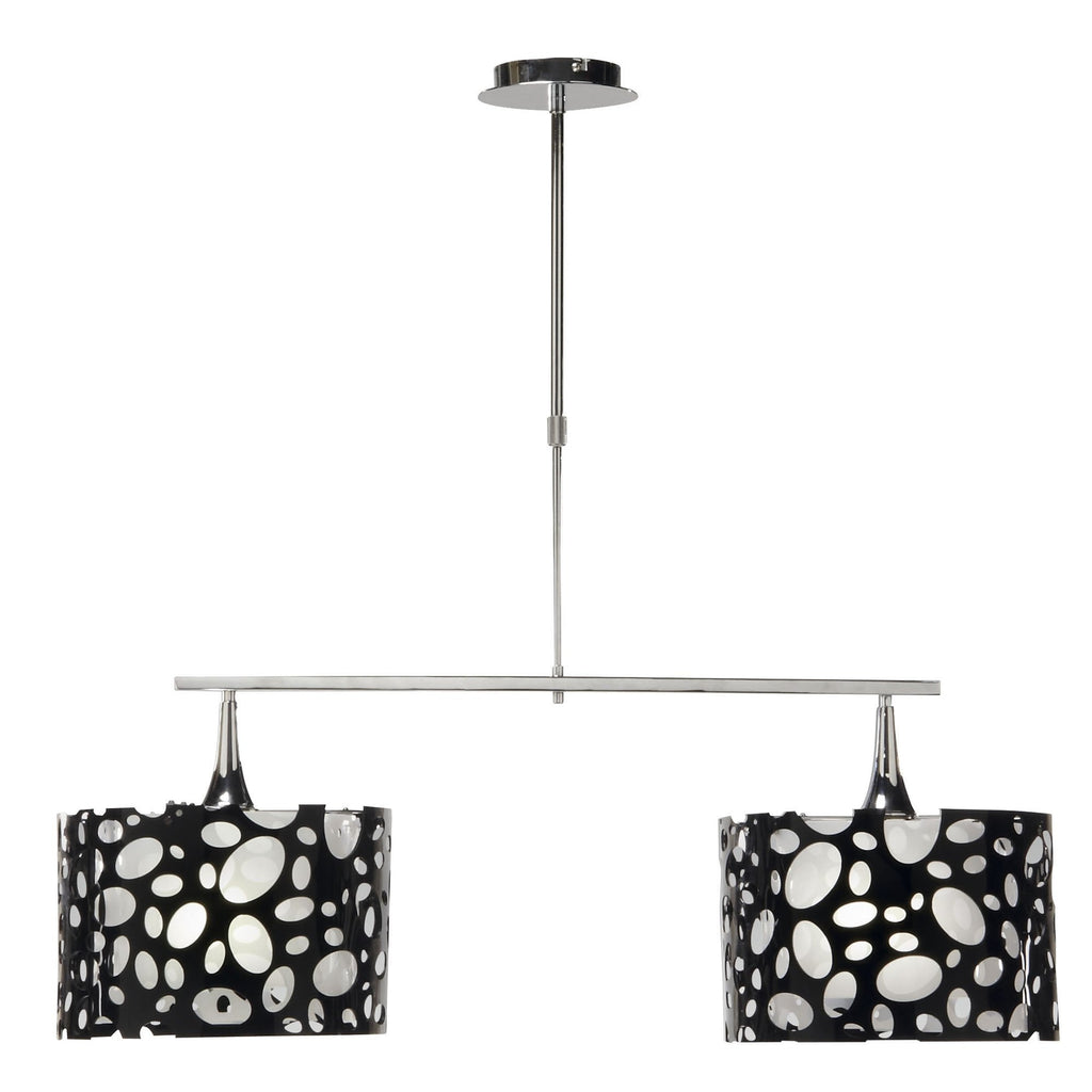 M1358 Lupin Linear Pendant 2 Light E27 Gloss Black White Acrylic Polished Chrome