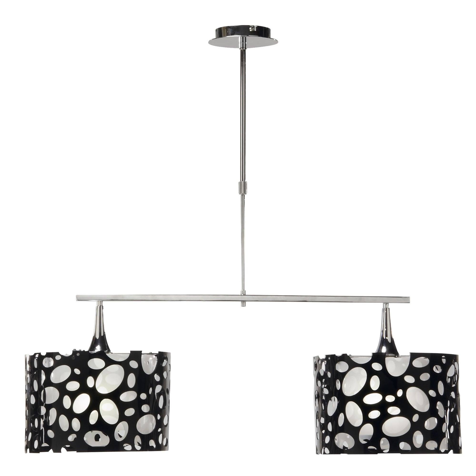 M1358 Lupin Linear Pendant 2 Light E27 Gloss Black White Acrylic Polished Chrome
