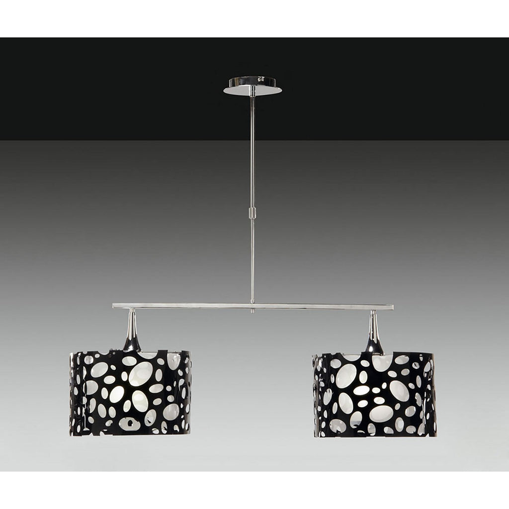 M1358 Lupin Linear Pendant 2 Light E27 Gloss Black White Acrylic Polished Chrome