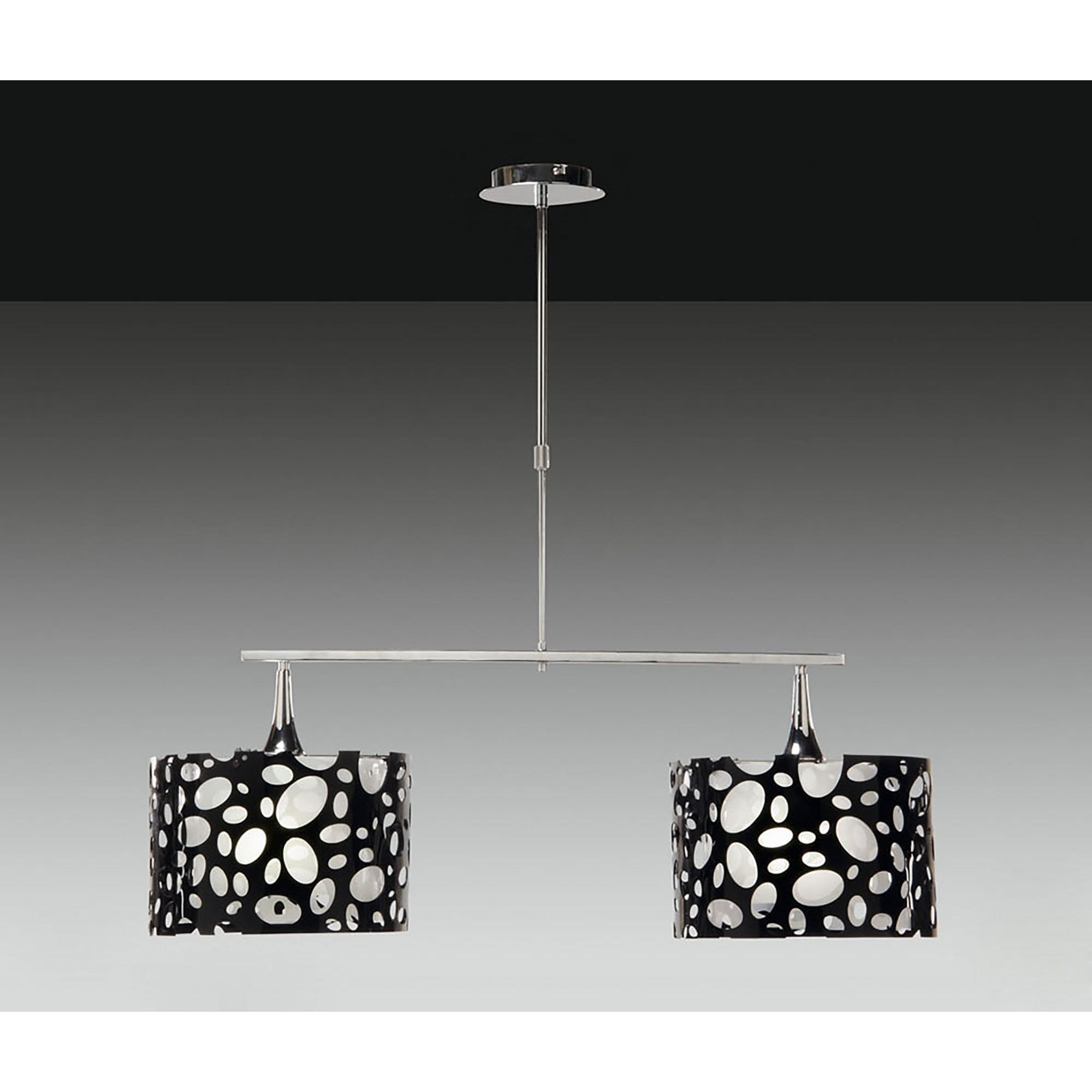 M1358 Lupin Linear Pendant 2 Light E27 Gloss Black White Acrylic Polished Chrome