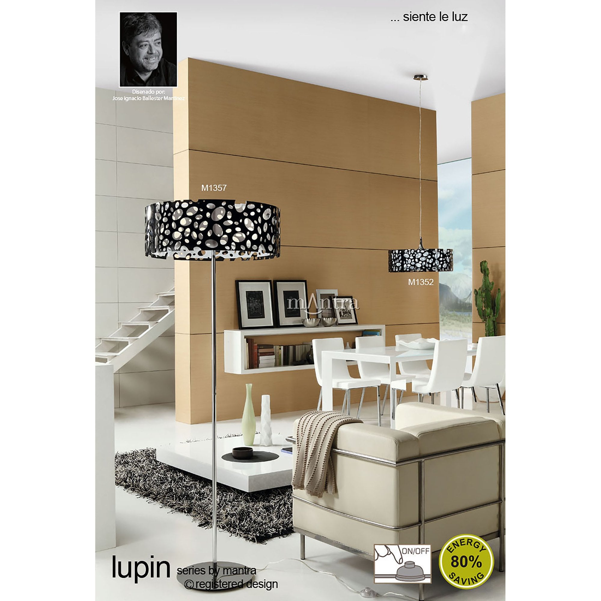 M1358 Lupin Linear Pendant 2 Light E27 Gloss Black White Acrylic Polished Chrome