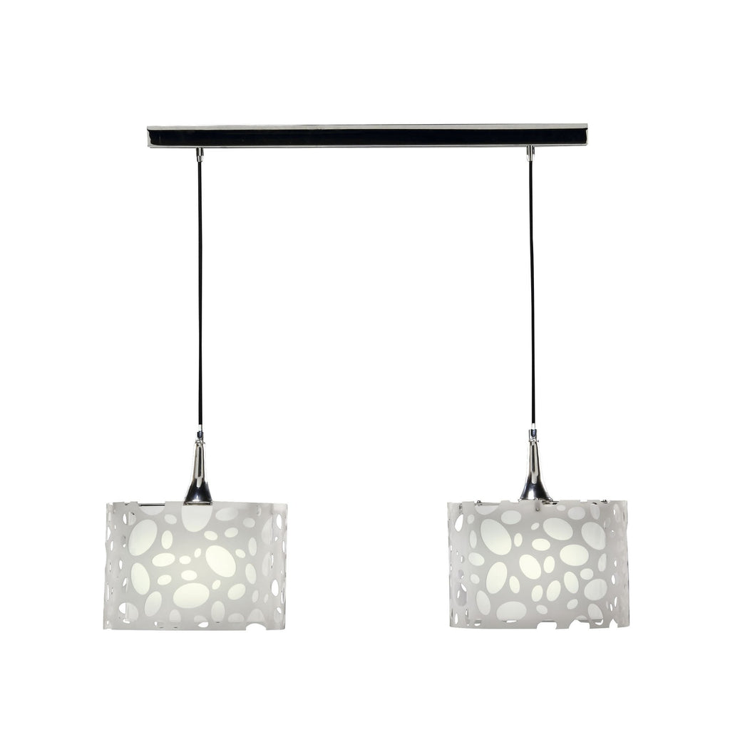 M1360 Lupin Linear Pendant 2 Light E27 Line Gloss White/White Acrylic/Polished Chrome