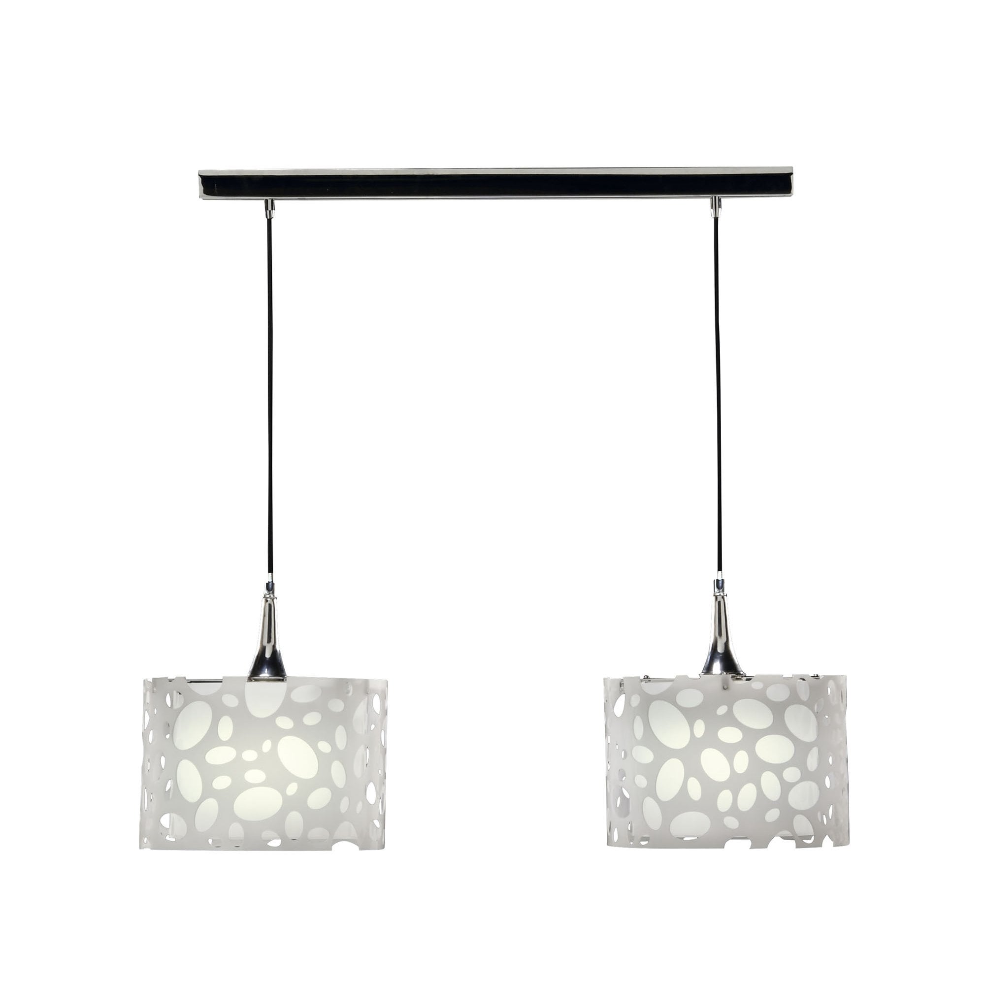 M1360 Lupin Linear Pendant 2 Light E27 Line Gloss White/White Acrylic/Polished Chrome