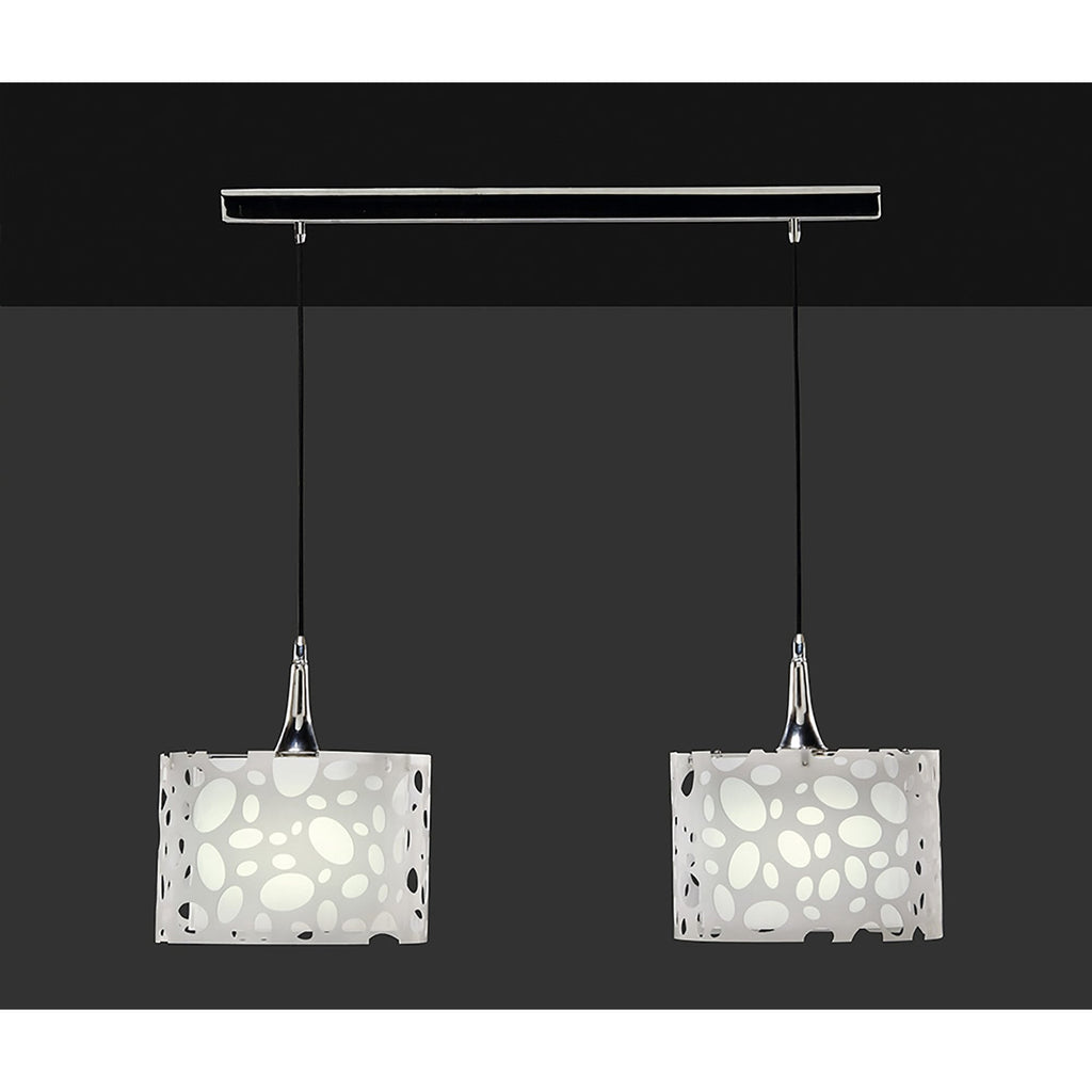 M1360 Lupin Linear Pendant 2 Light E27 Line Gloss White/White Acrylic/Polished Chrome