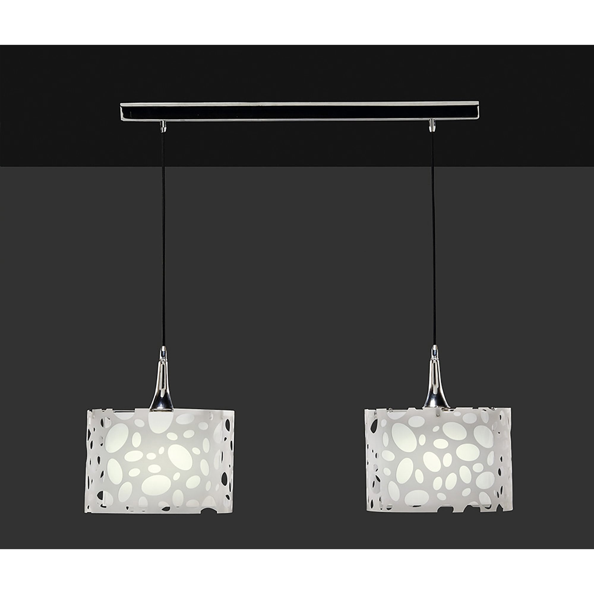 M1360 Lupin Linear Pendant 2 Light E27 Line Gloss White/White Acrylic/Polished Chrome
