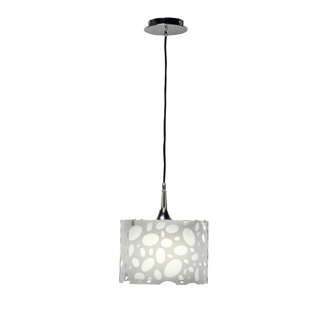 M1363 Lupin Pendant 1 Light E27 Gloss White/White Acrylic/Polished Chrome