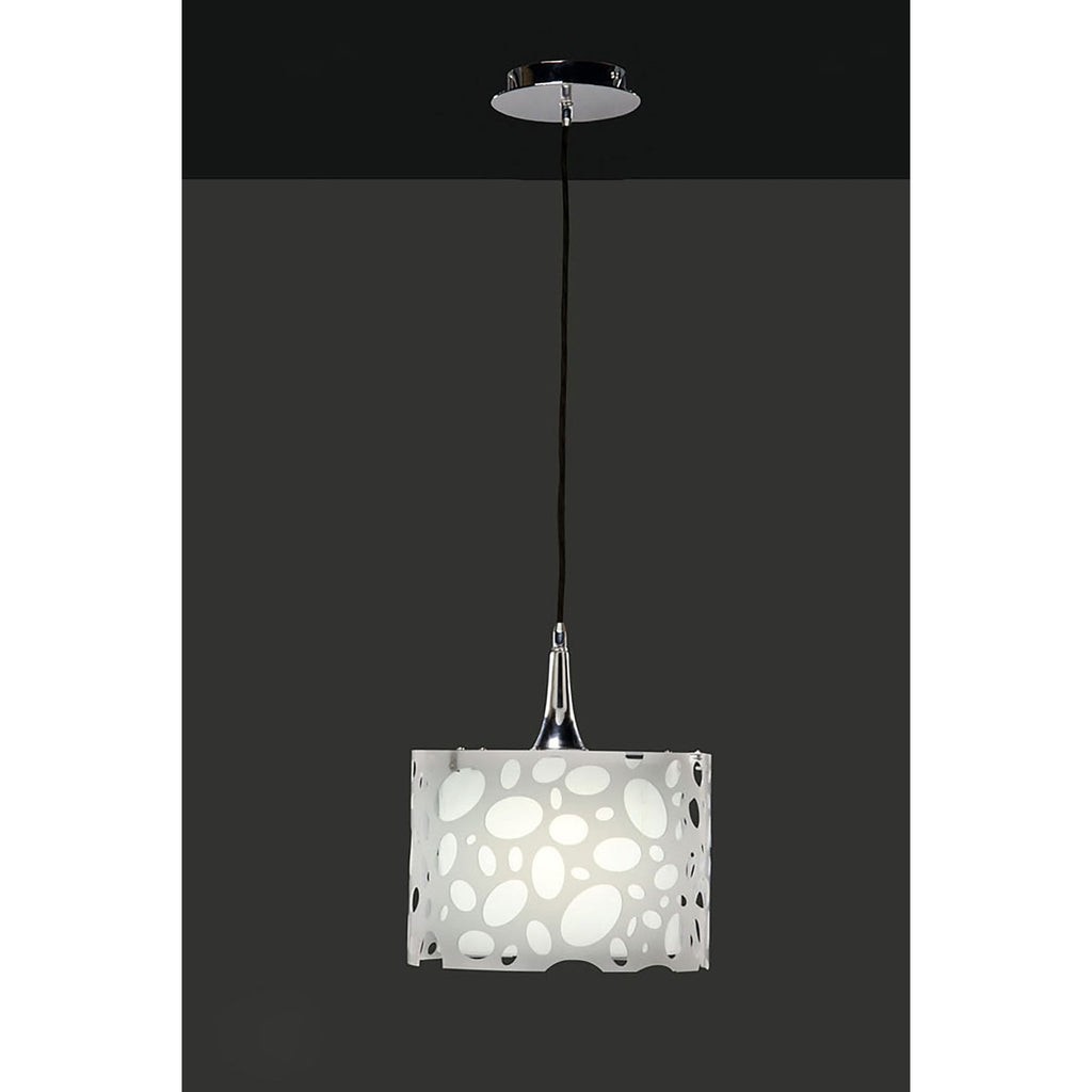 M1363 Lupin Pendant 1 Light E27 Gloss White/White Acrylic/Polished Chrome