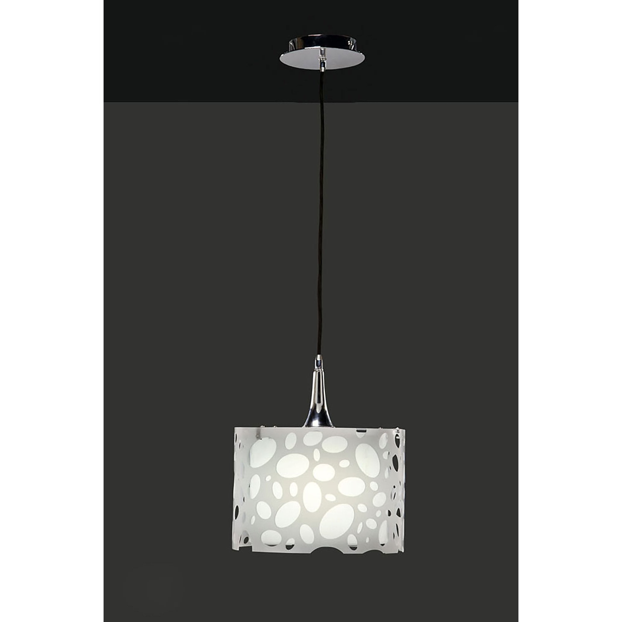 M1363 Lupin Pendant 1 Light E27 Gloss White/White Acrylic/Polished Chrome