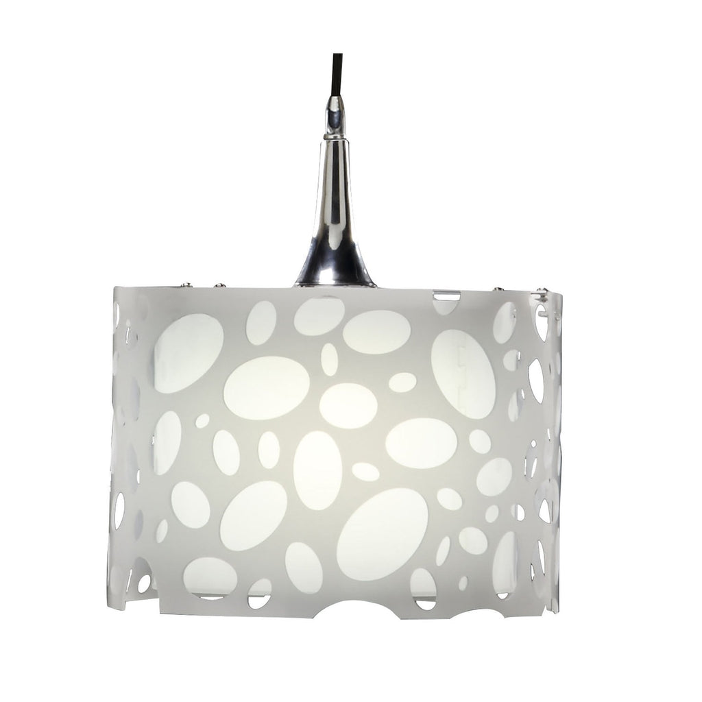 M1363 Lupin Pendant 1 Light E27 Gloss White/White Acrylic/Polished Chrome