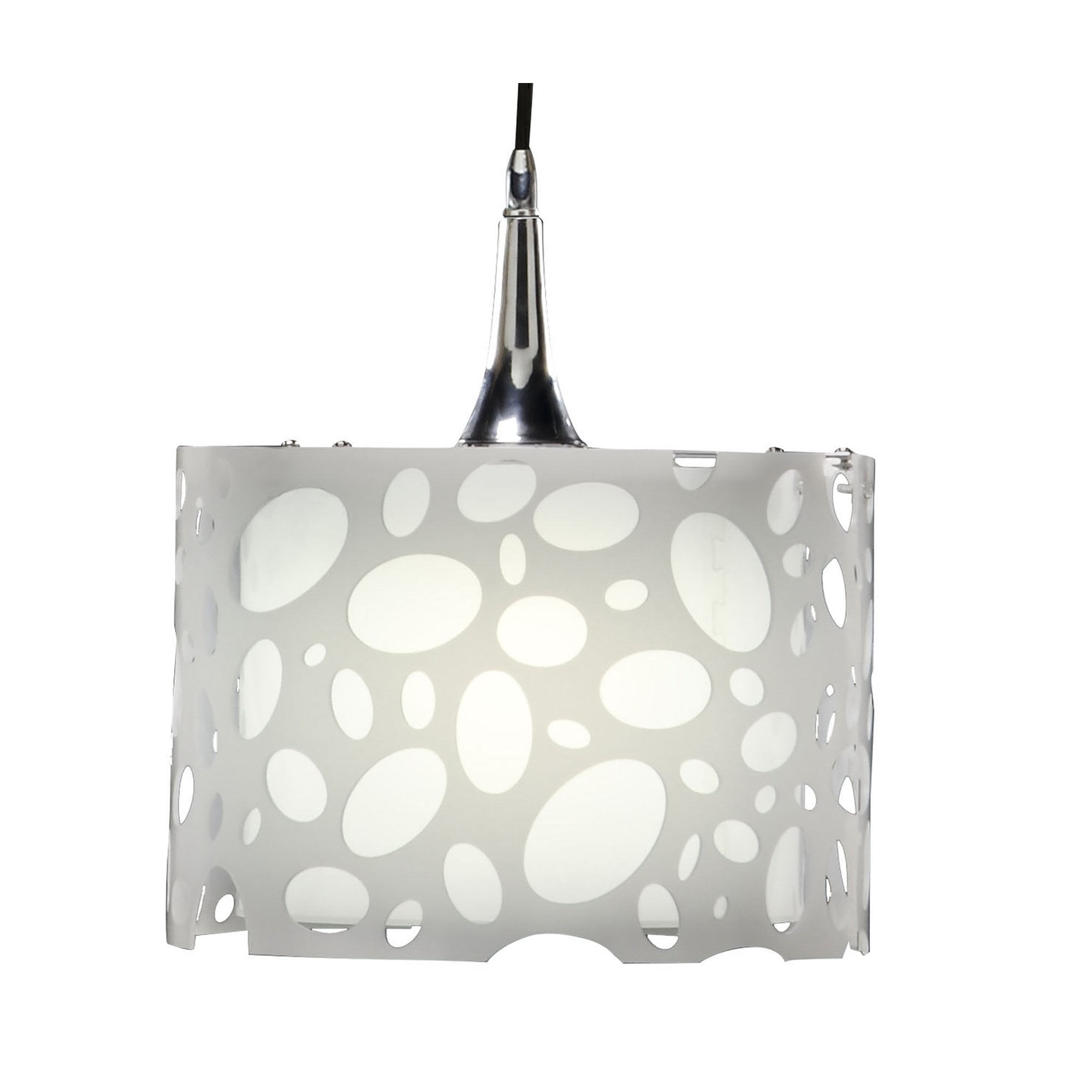 M1363 Lupin Pendant 1 Light E27 Gloss White/White Acrylic/Polished Chrome