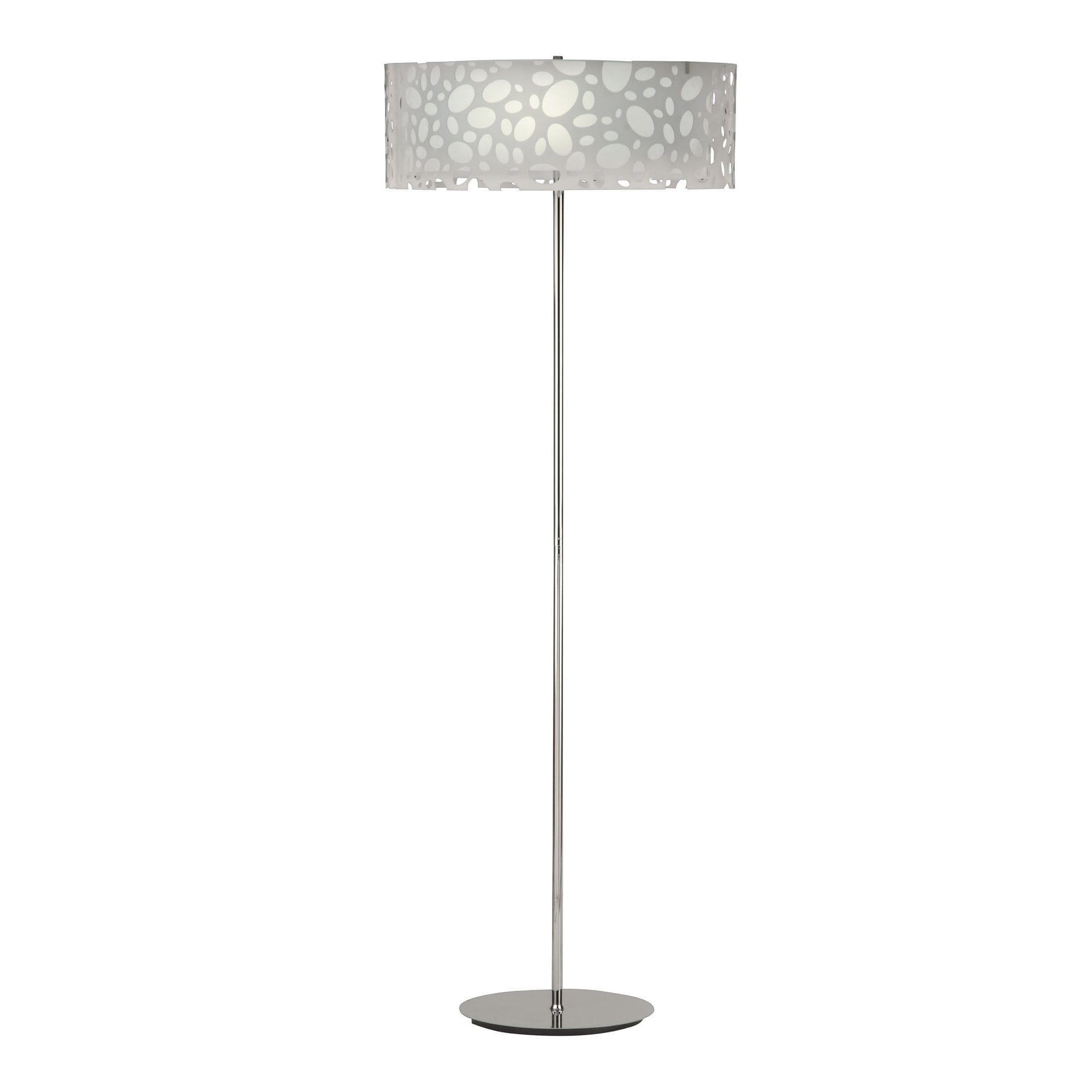 M1368 Lupin Floor Lamp 4 Light E27 Gloss White/White Acrylic/Polished Chrome