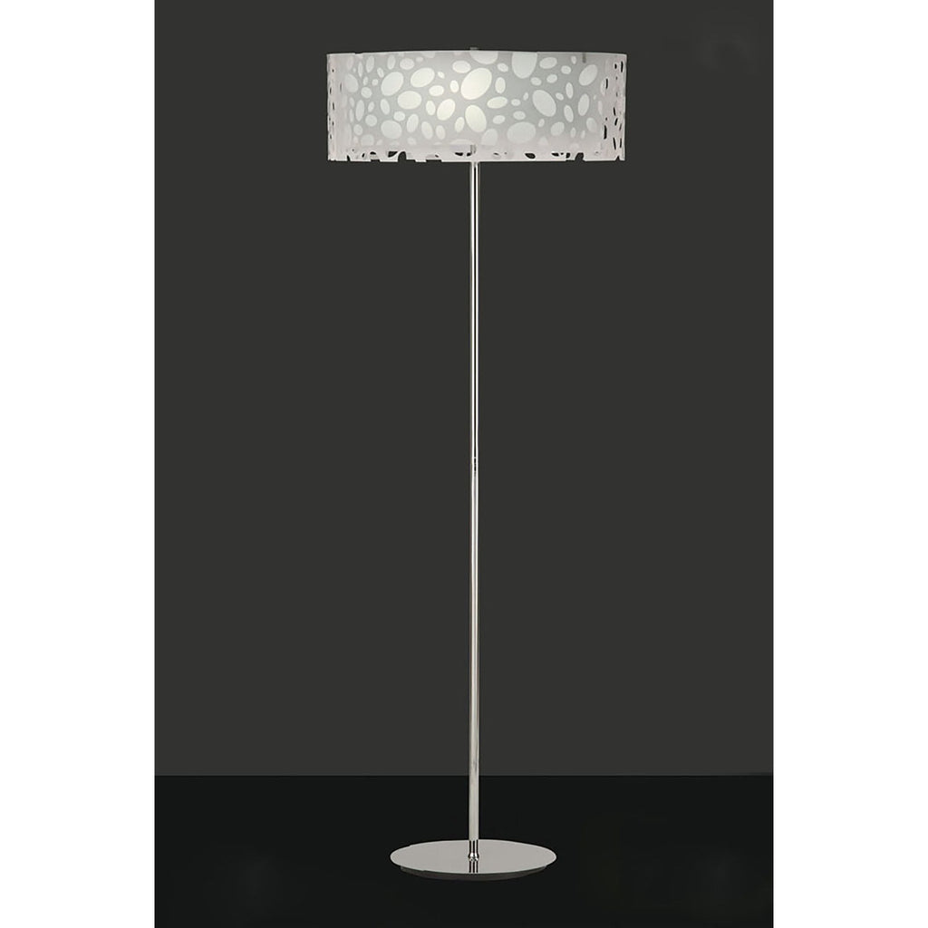 M1368 Lupin Floor Lamp 4 Light E27 Gloss White/White Acrylic/Polished Chrome