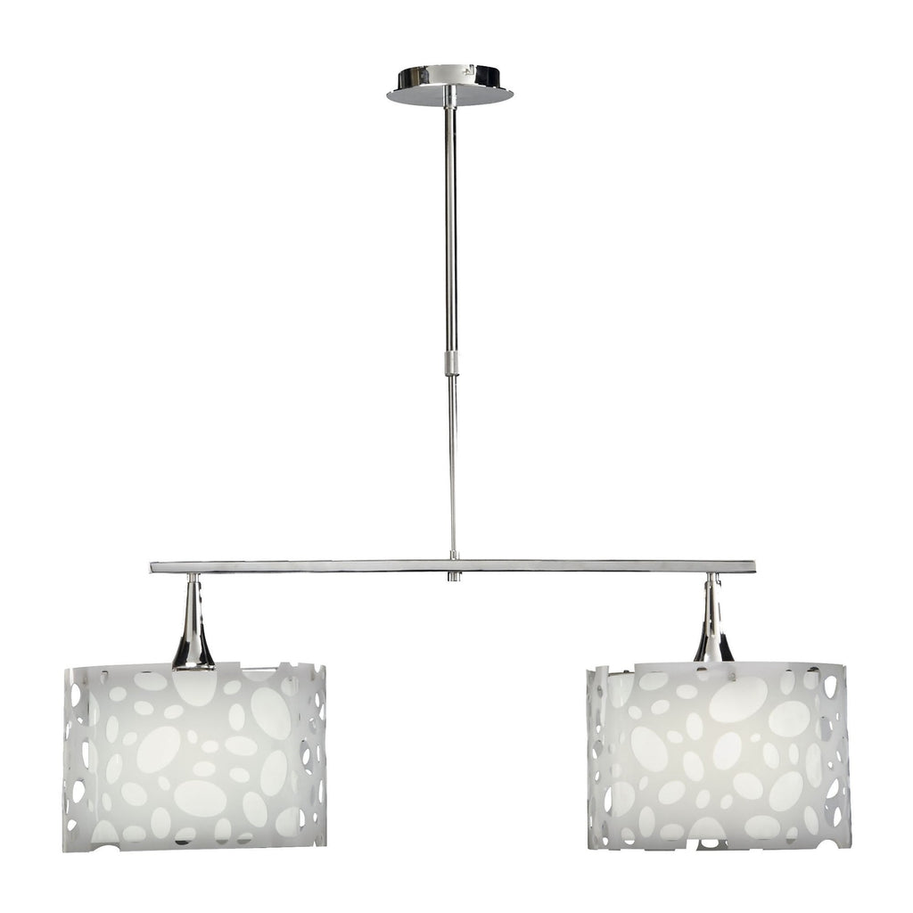 M1369 Lupin Linear Pendant 2 Light E27 Line Large Gloss White White Acrylic Polished Chrome