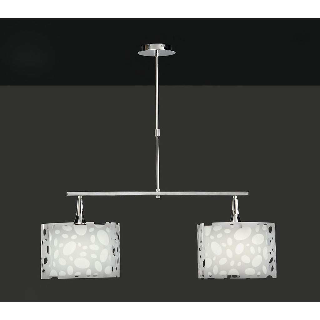 M1369 Lupin Linear Pendant 2 Light E27 Line Large Gloss White White Acrylic Polished Chrome