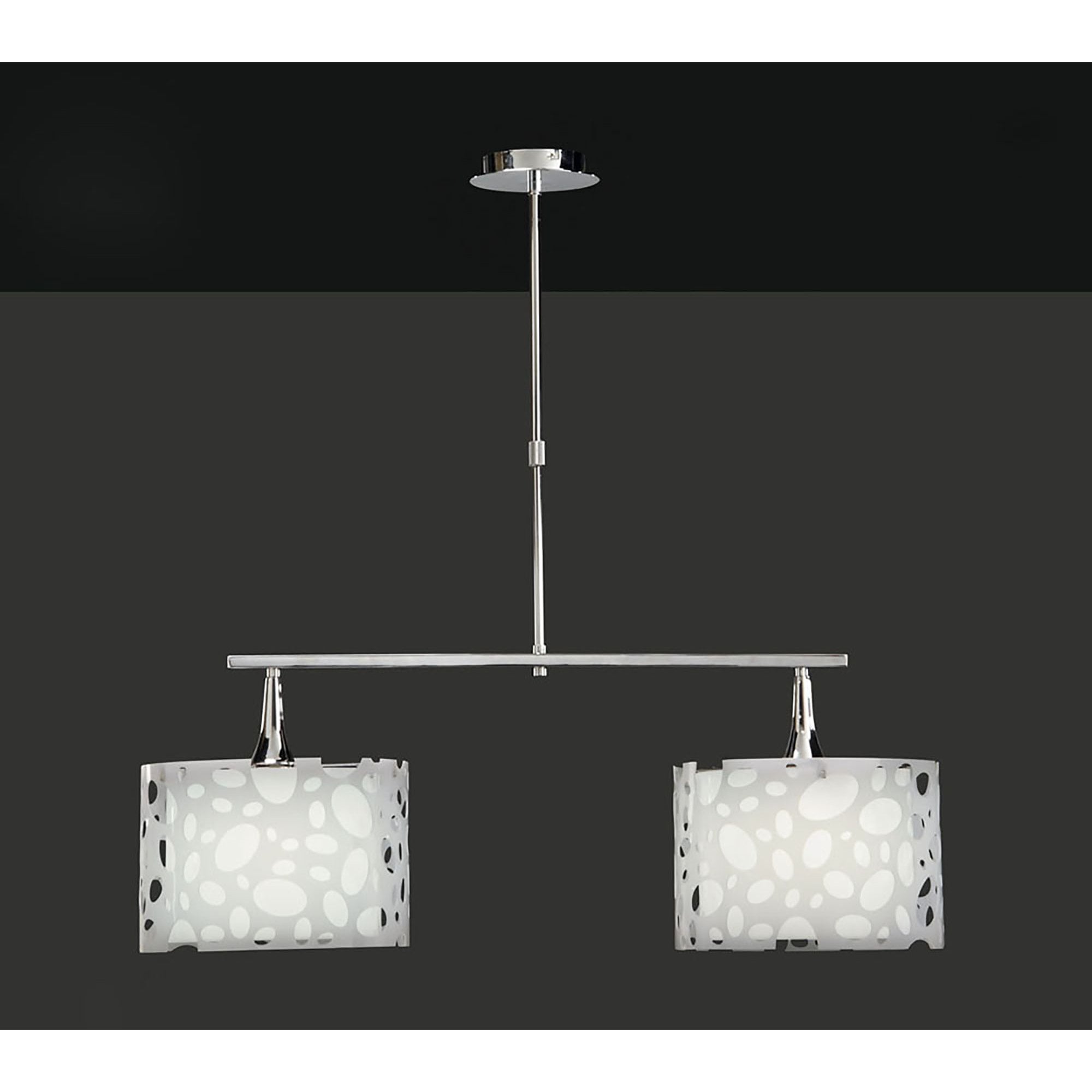 M1369 Lupin Linear Pendant 2 Light E27 Line Large Gloss White White Acrylic Polished Chrome