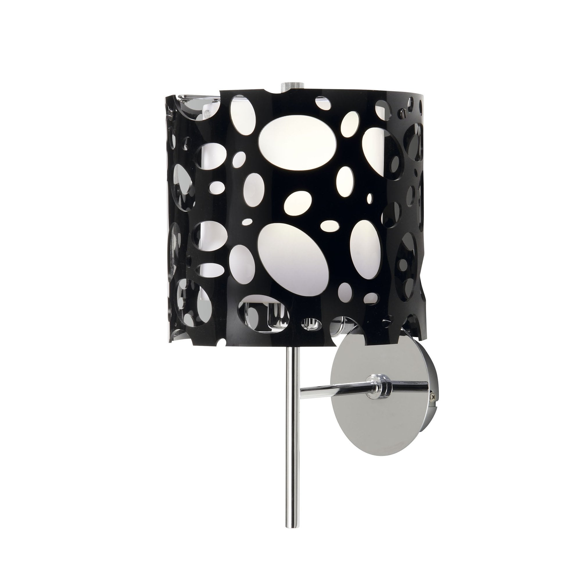 M1370 Lupin Wall Lamp 1 Light E27 Gloss Black/White Acrylic/Polished Chrome