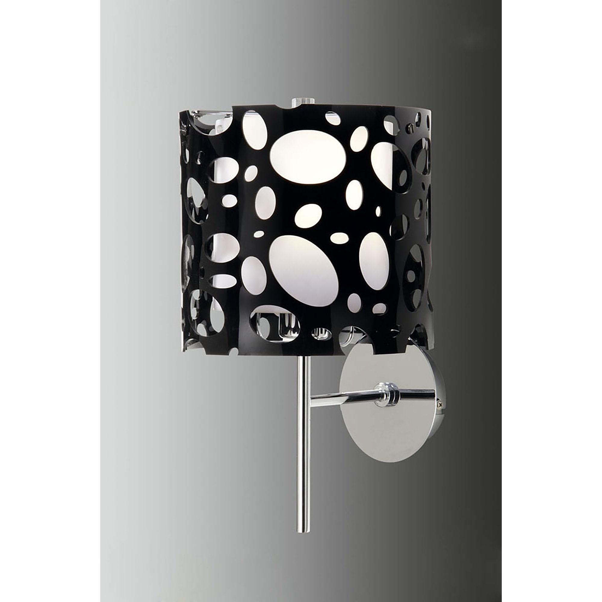 M1370 Lupin Wall Lamp 1 Light E27 Gloss Black/White Acrylic/Polished Chrome