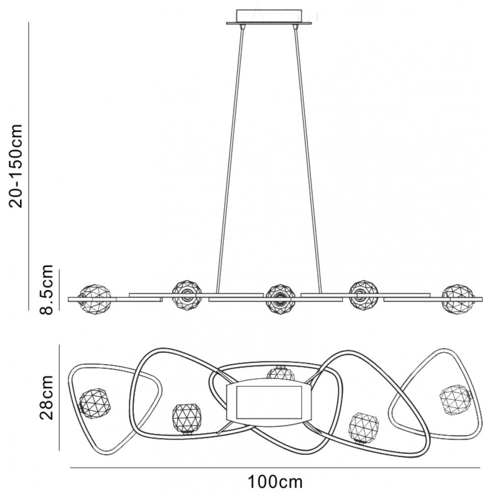 M5012 Lux Linear Pendant 5 Light G9 Line Polished Chrome