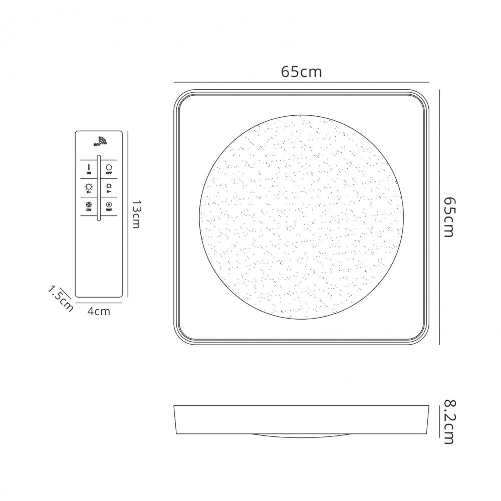 M5920 Male Flush 65cm Square 40W LED -6500K Tuneable Remote Control Chrome / White / Acrylic