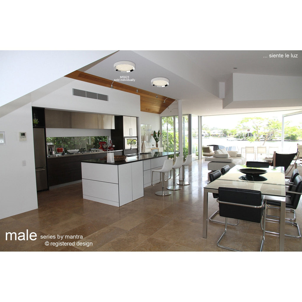 M5920 Male Flush 65cm Square 40W LED -6500K Tuneable Remote Control Chrome / White / Acrylic