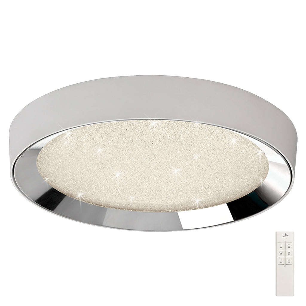 M5922 Male Flush 65cm Round 40W LED -6500K Tuneable Remote Control Chrome / White / Acrylic