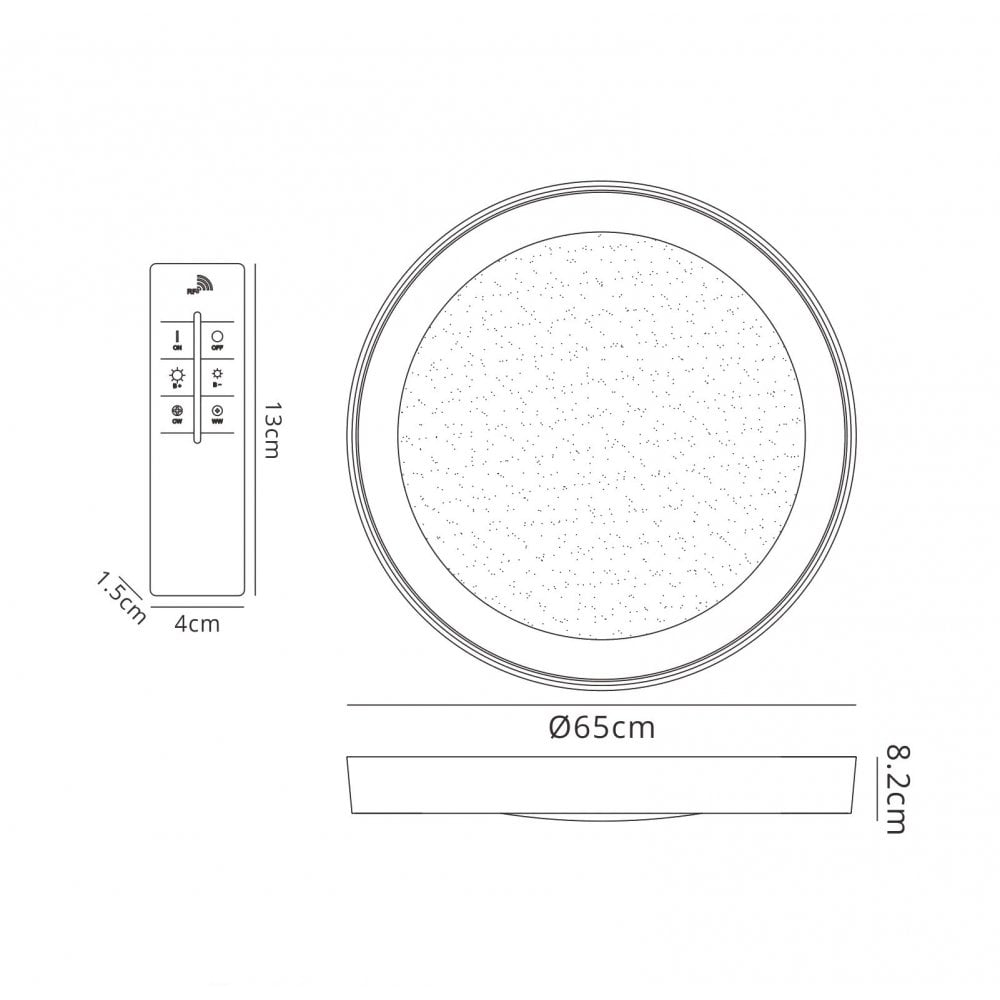 M5922 Male Flush 65cm Round 40W LED -6500K Tuneable Remote Control Chrome / White / Acrylic