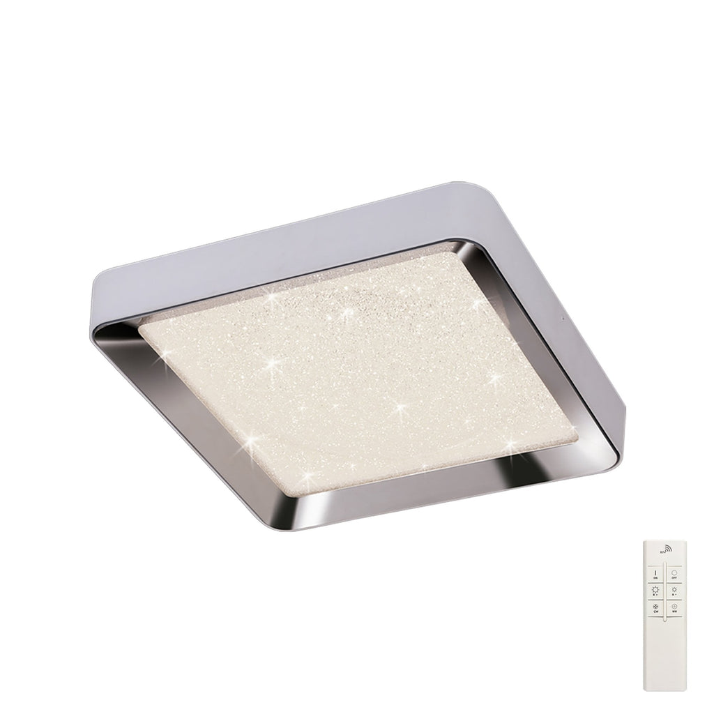 M5921 Male Flush 50cm Square 24W LED -6500K Tuneable Remote Control Chrome / White / Acrylic