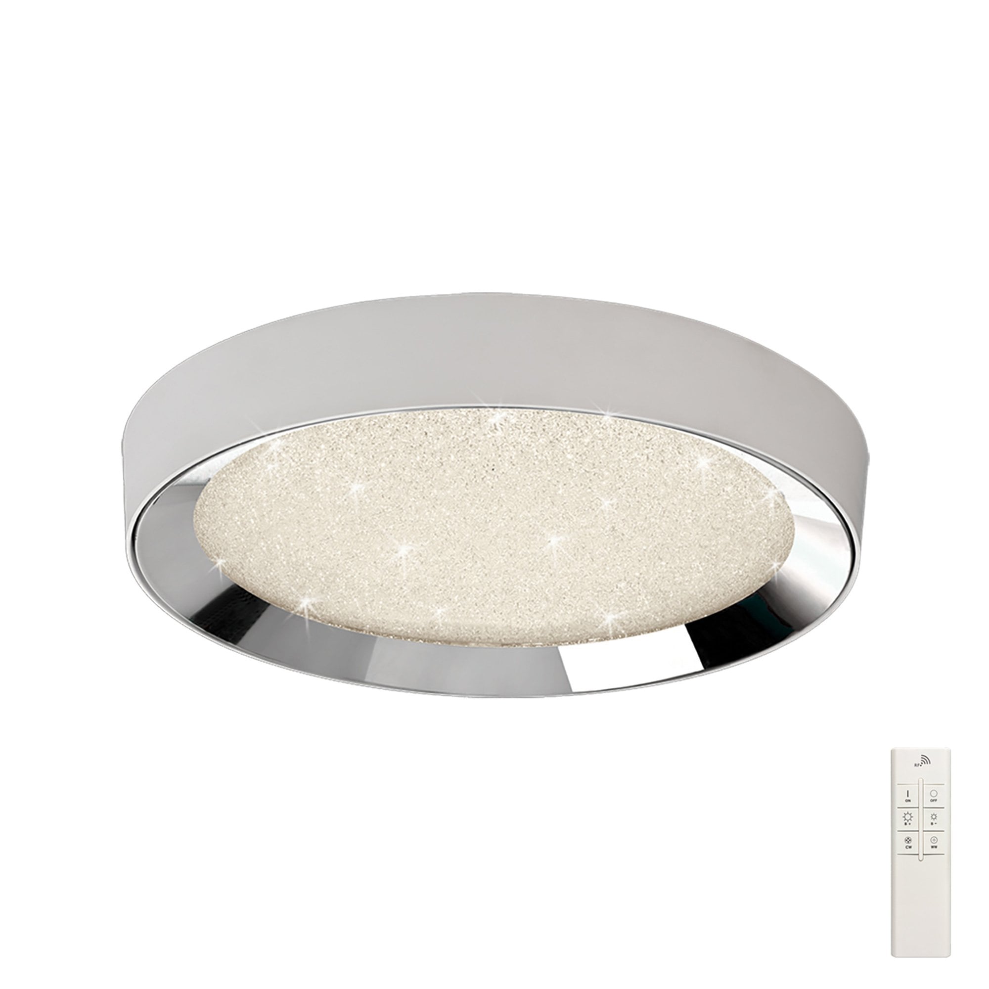 M5923 Male Flush 50cm Round 24W LED -6500K Tuneable Remote Control Chrome / White / Acrylic