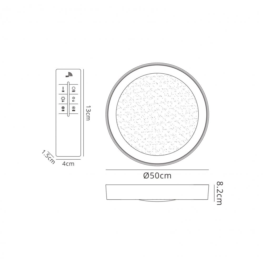 M5923 Male Flush 50cm Round 24W LED -6500K Tuneable Remote Control Chrome / White / Acrylic