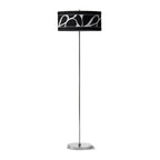 M8474/1 Manhattan Floor Lamp 3 Light Polished Chrome/Frosted Glass Black Patterned Shade