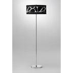 M8474/1 Manhattan Floor Lamp 3 Light Polished Chrome/Frosted Glass Black Patterned Shade