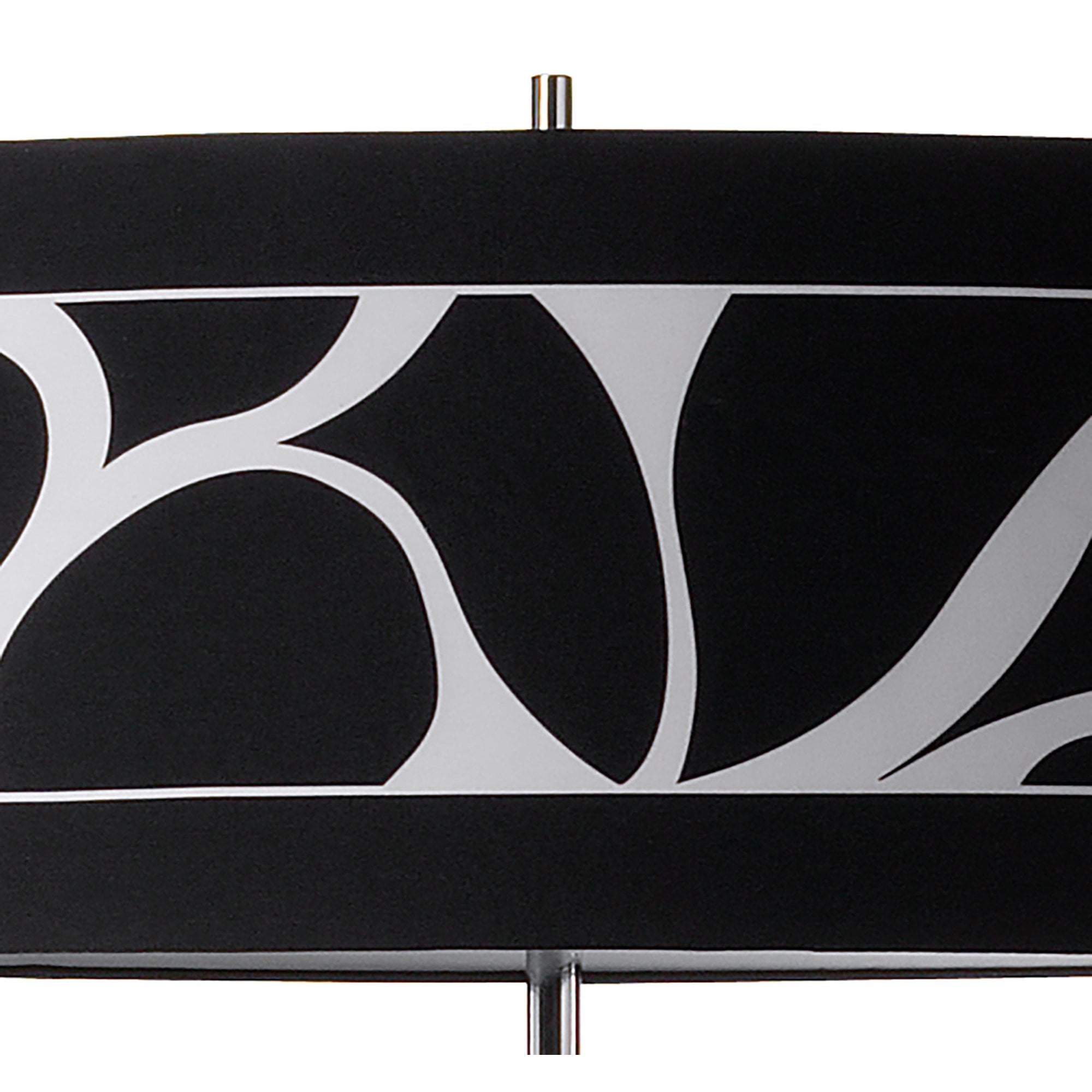 M8474/1 Manhattan Floor Lamp 3 Light Polished Chrome/Frosted Glass Black Patterned Shade