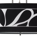 M8468/1 Manhattan Linear Pendant 2 Light Polished Chrome Frosted Glass Black Patterned Shade