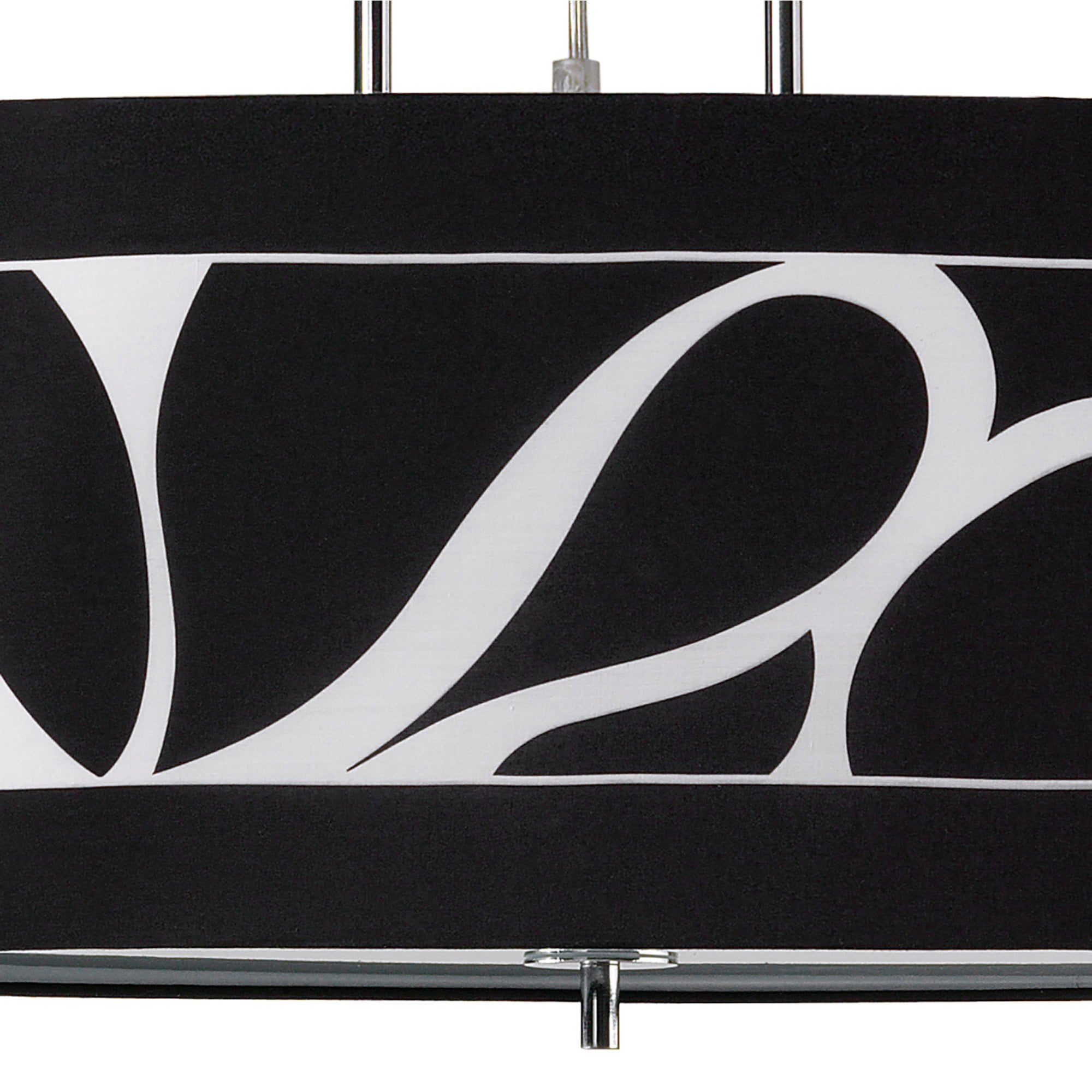 M8468/1 Manhattan Linear Pendant 2 Light Polished Chrome Frosted Glass Black Patterned Shade