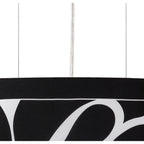M8467/1 Manhattan Linear Pendant Large 3 Light Polished Chrome Frosted Glass Black Patterned Shade