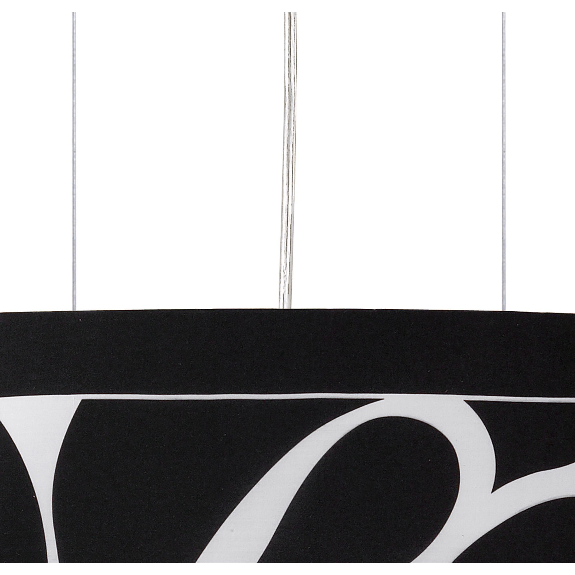 M8467/1 Manhattan Linear Pendant Large 3 Light Polished Chrome Frosted Glass Black Patterned Shade