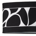 M8467/1 Manhattan Linear Pendant Large 3 Light Polished Chrome Frosted Glass Black Patterned Shade
