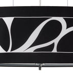 M8467/1 Manhattan Linear Pendant Large 3 Light Polished Chrome Frosted Glass Black Patterned Shade